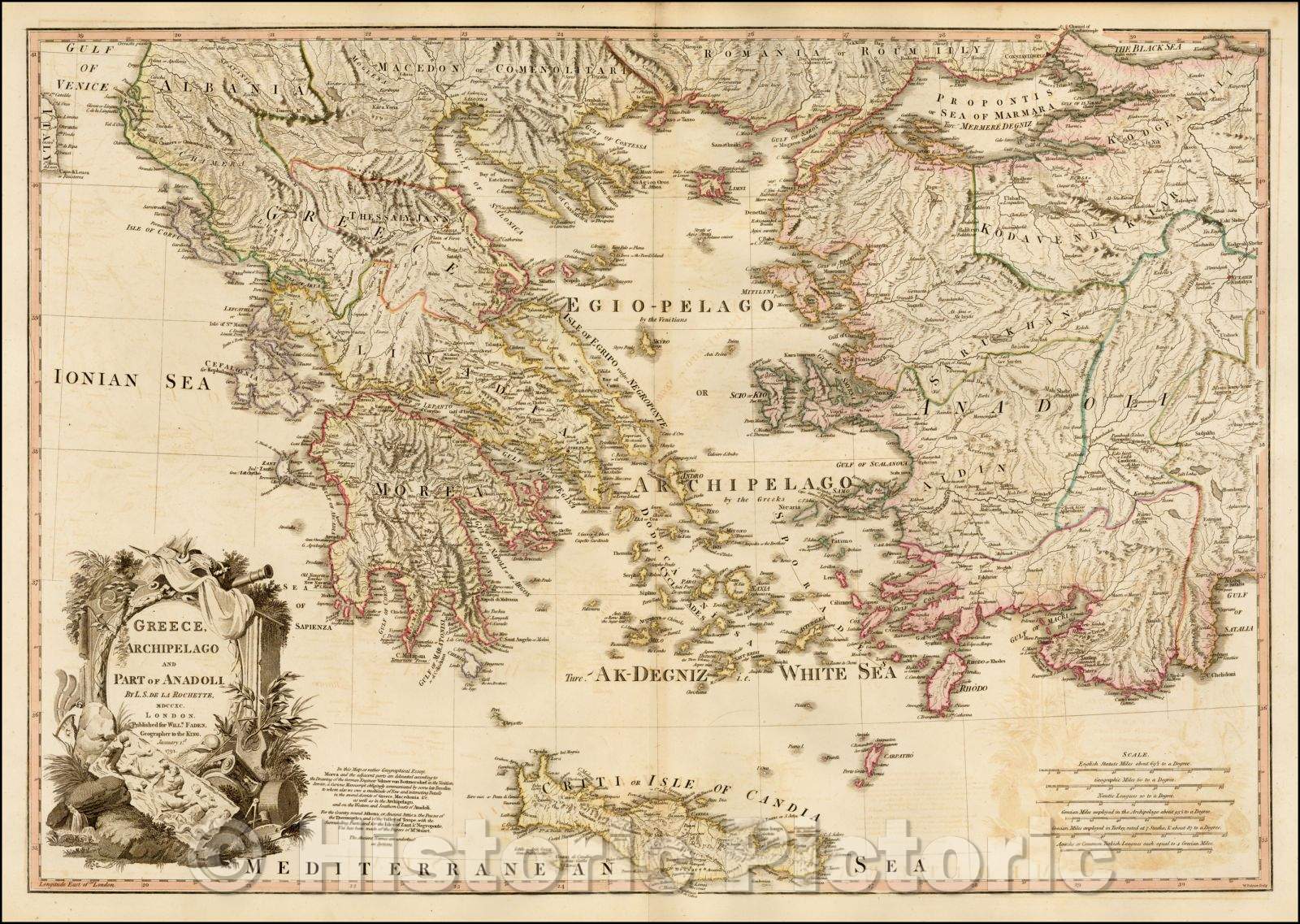 Historic Map - Greece. Archipelago and Part of Anadoli, 1791, William Faden v2