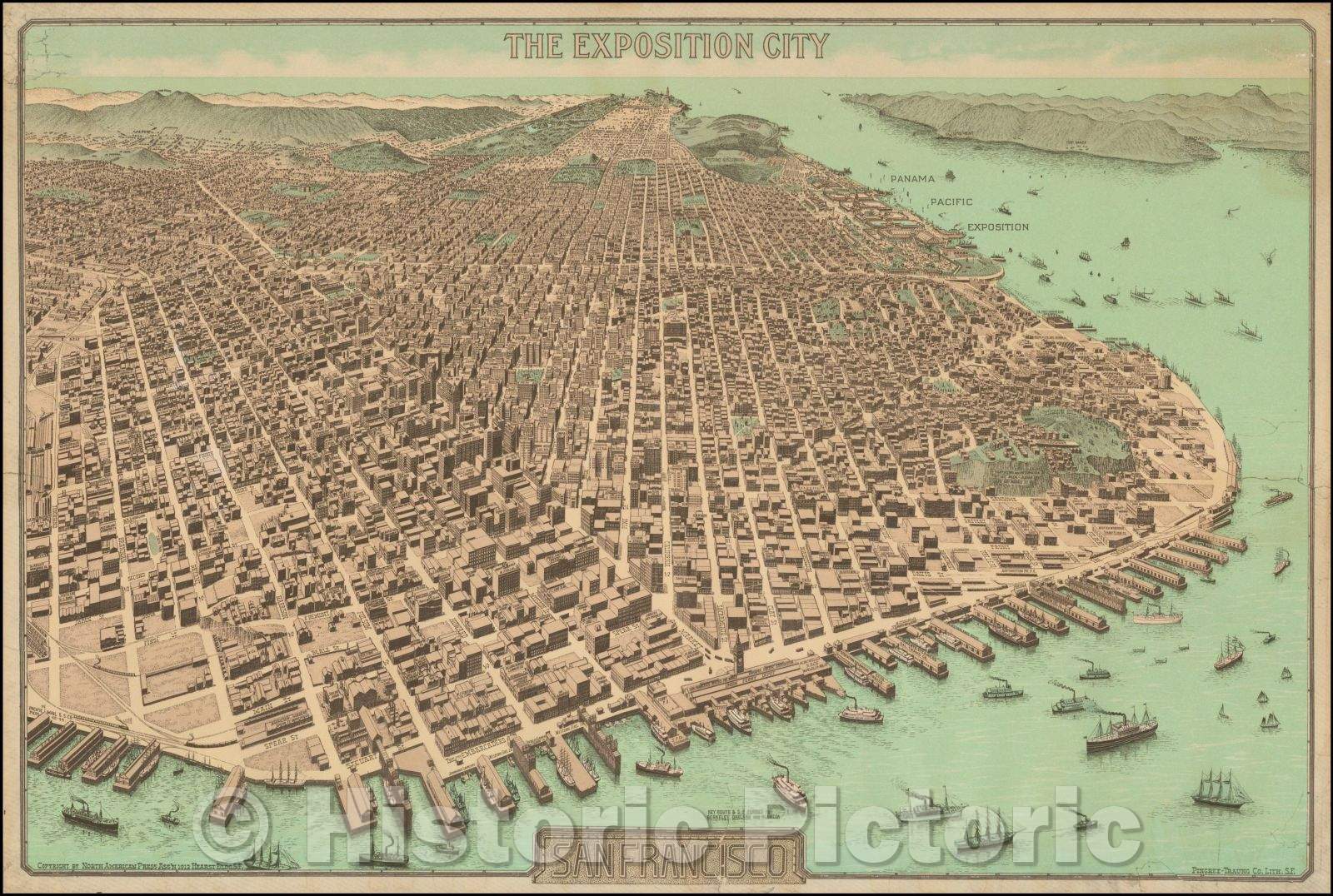 Historic Map - The Exposition City - San Francisco, 1912, North American Press Assn. - Vintage Wall Art