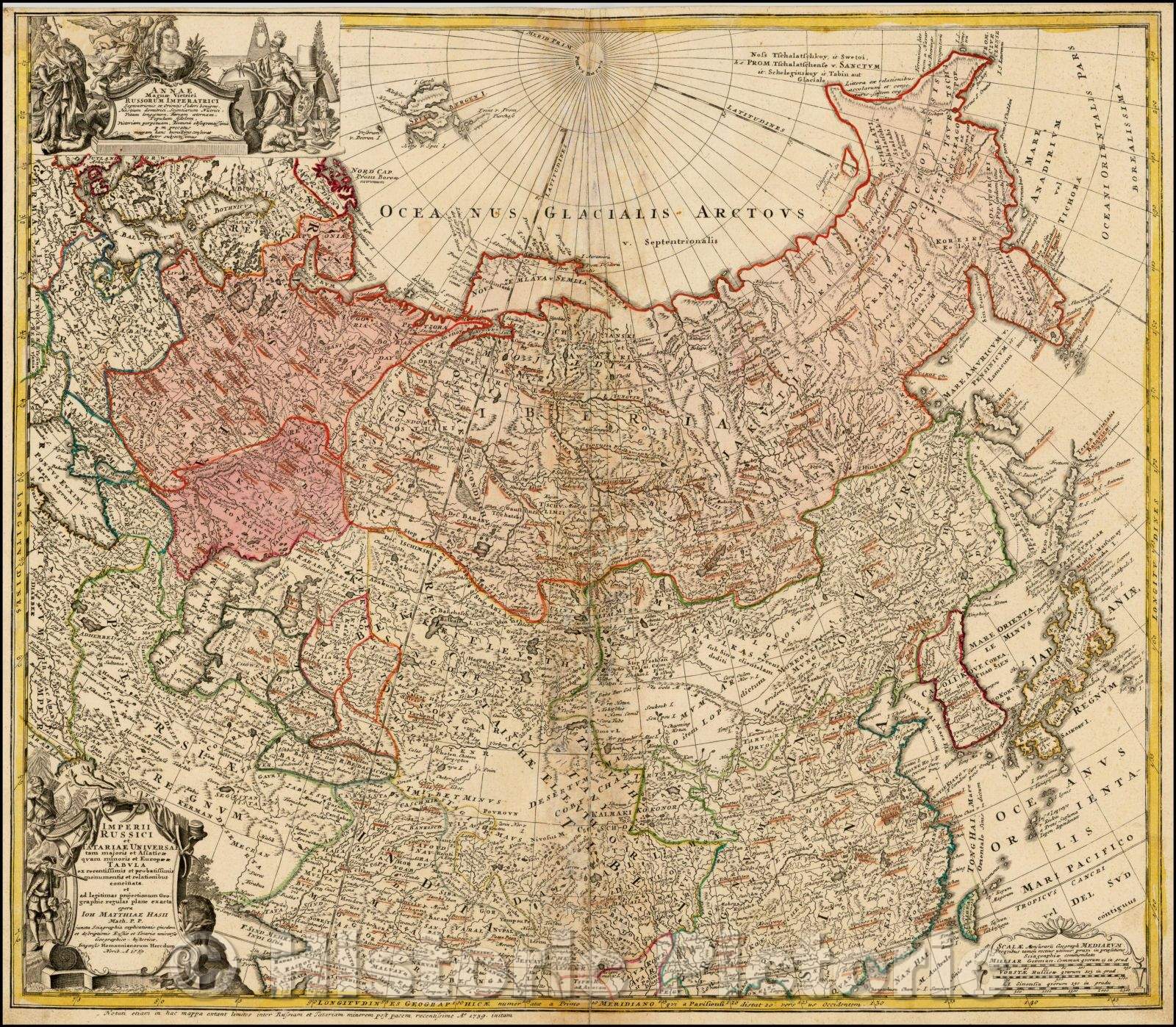 Historic Map - Imperii Russici et Tatariae Universae tam majoris et Asiaticae quam minoris et Europae Tabula, 1739, Homann Heirs v1