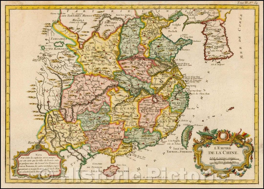 Historic Map - L'Empire De La Chine/Map of China & Korea, 1745, Jacques Nicolas Bellin - Vintage Wall Art