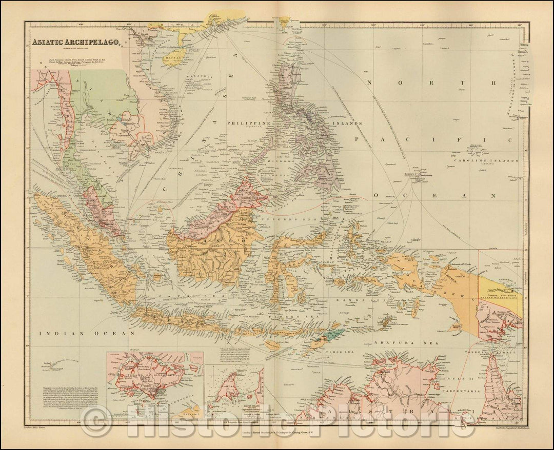 Historic Map - Asiatic Archipelago (Philippines, etc), 1896, Edward Stanford - Vintage Wall Art