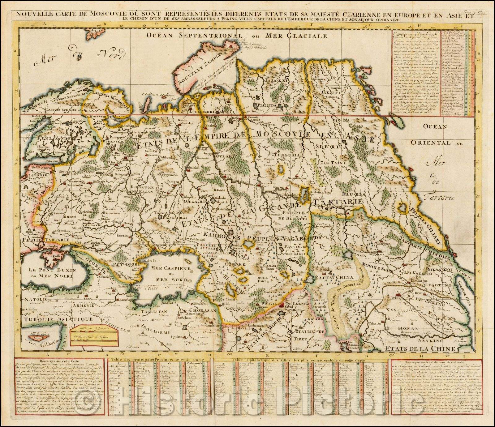 Historic Map - Nouvelle Carte De Moscovie Ou Sont Representes Les Differents Etats De Se Maiesete Czarienne En Europe Et En Asie, 1720, Henri Chatelain v2