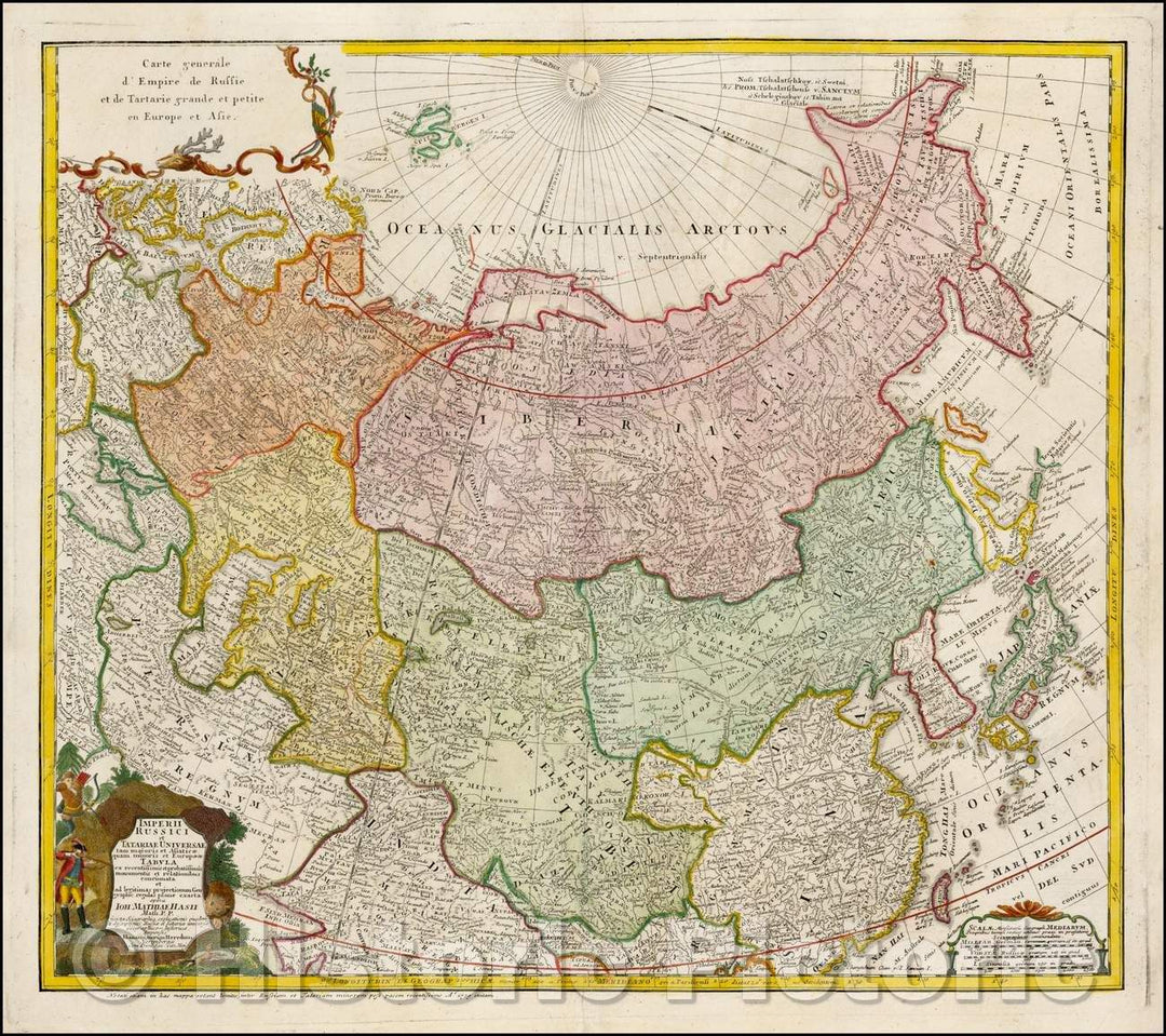 Historic Map - Imperii Russici et Tatariae Universae tam majoris et Asiaticae quam minoris et Europae Tabula, 1750, Homann Heirs - Vintage Wall Art