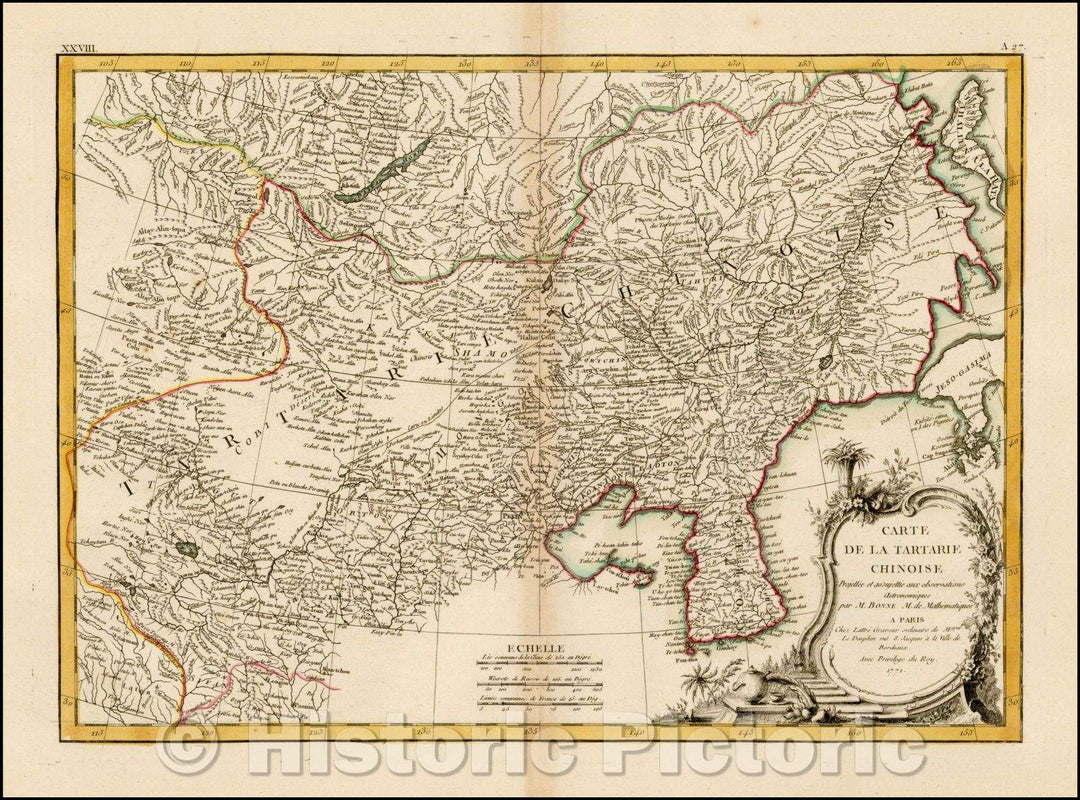 Historic Map - Carte De La Tartarie Chinois/Map of the Region bounded by Siberia and Korea in the East and Central Asia and Chinese Tartarie, 1771 - Vintage Wall Art