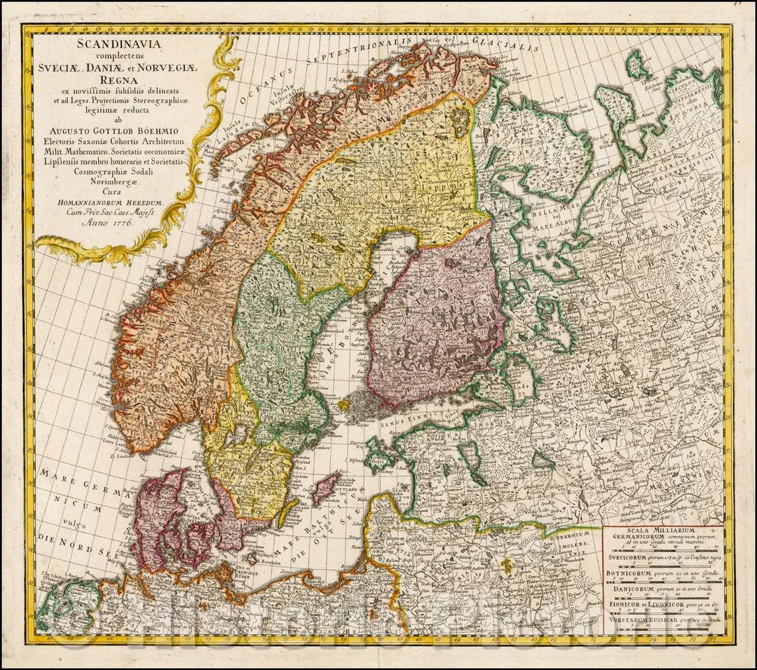 Historic Map - Scandinavia complectens Sueciae, Daniae & Norvegiae Regna ex Tabulis, 1710, Johann Baptist Homann - Vintage Wall Art