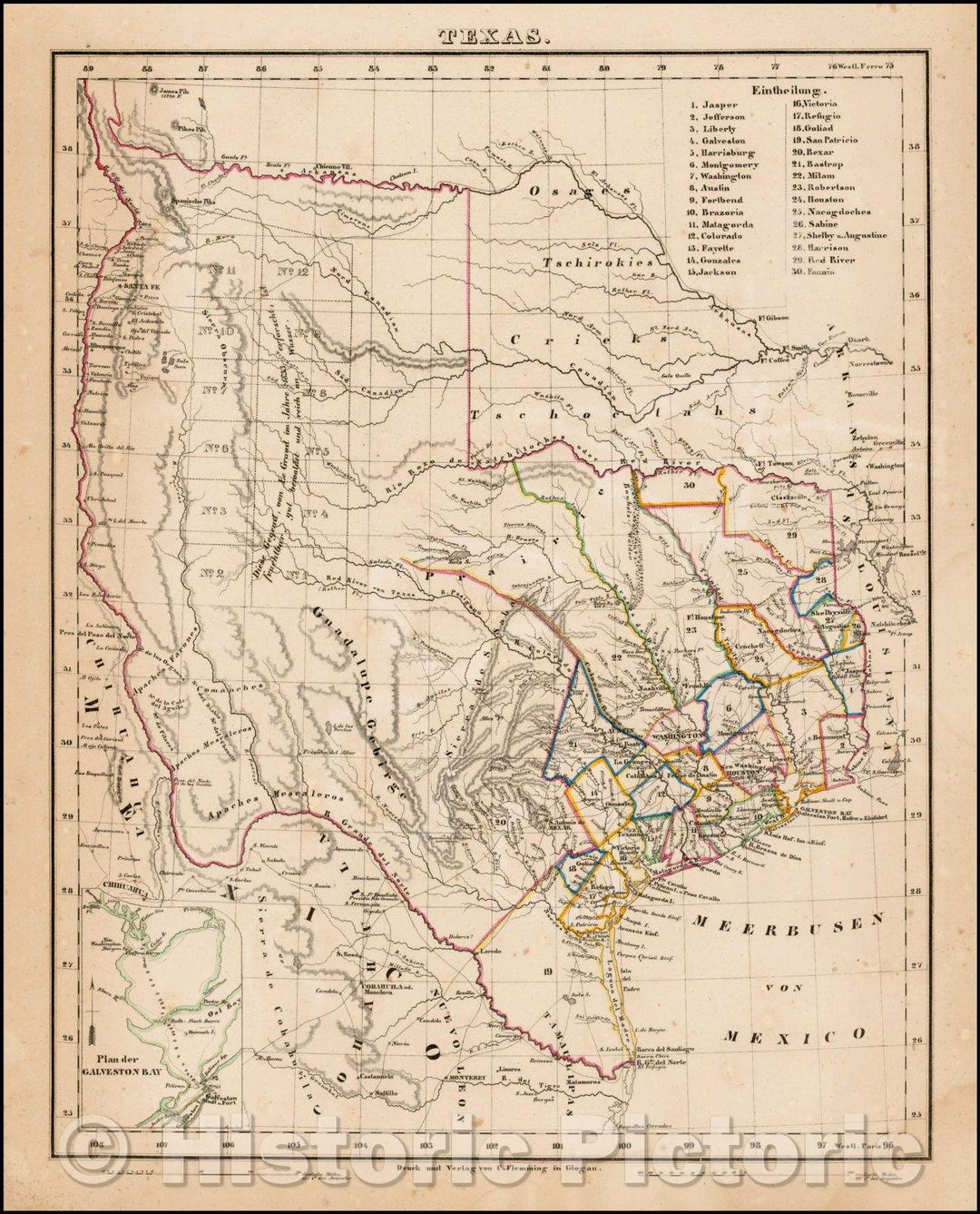 Historic Map - Texas, 1844, Carl Flemming v6