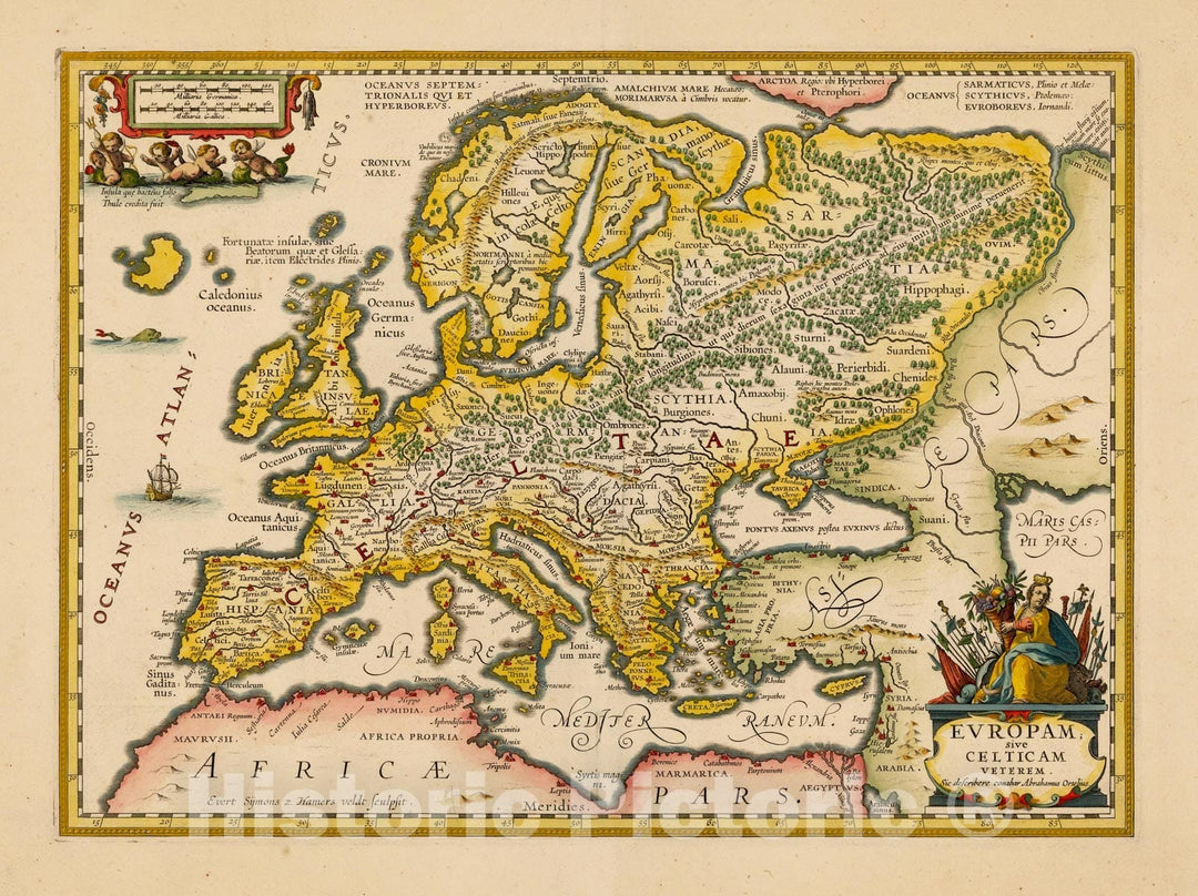 Historic Map - Europam sive Celticam Veterem Sic describere conabar Abarhamus Ortelius/Mercator-Hondius Map of Celtic Europe, 1640, Jan Jansson - Vintage Wall Art