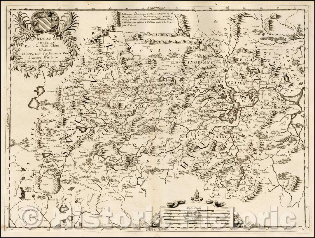 Historic Map - Hunouang, e Sucuhen, Provincie della China, 1690, Vincenzo Maria Coronelli v1