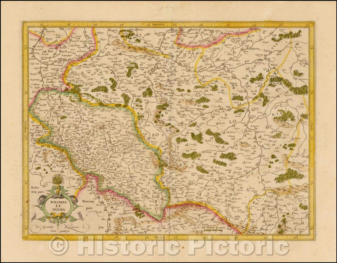 Historic Map - Polonia et Silesia/Poland and Silesia, 1619, Gerhard Mercator - Vintage Wall Art