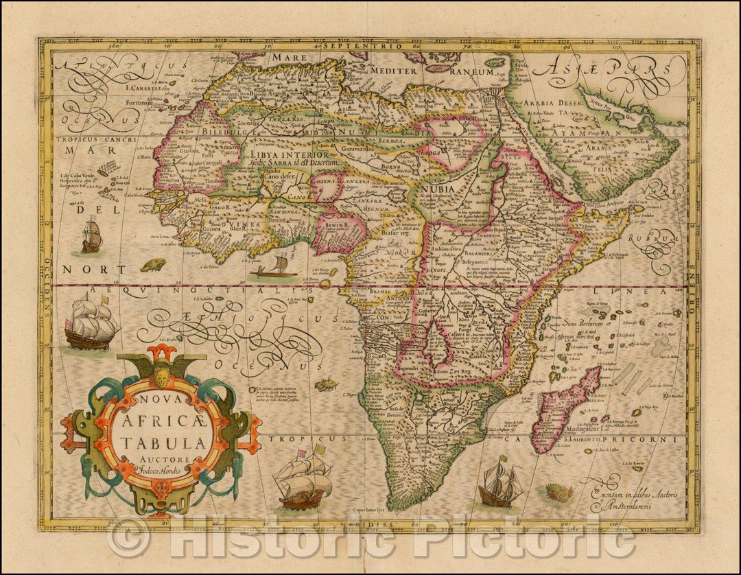 Historic Map - Nova Africae Tabula Auctore Jodoco Hondio, 1619, Jodocus Hondius v2