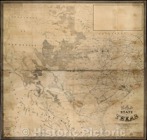 Historic Map - Map of the State of Texas, 1879, Charles Pressler - Vintage Wall Art