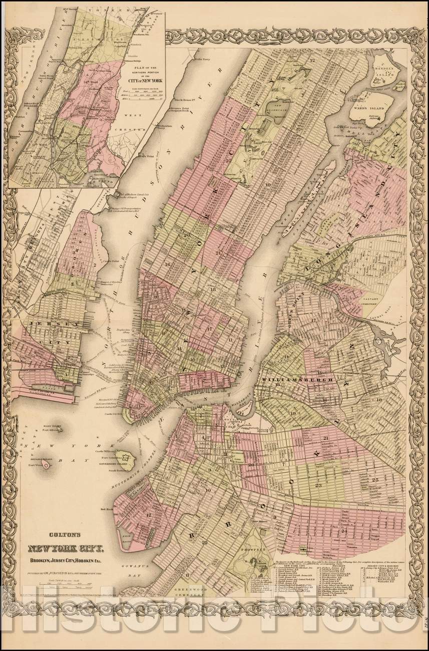 Historic Map - Colton's New York City, Brooklyn, Jersey City, Hoboken, etc, 1876, G.W. & C.B. Colton v3