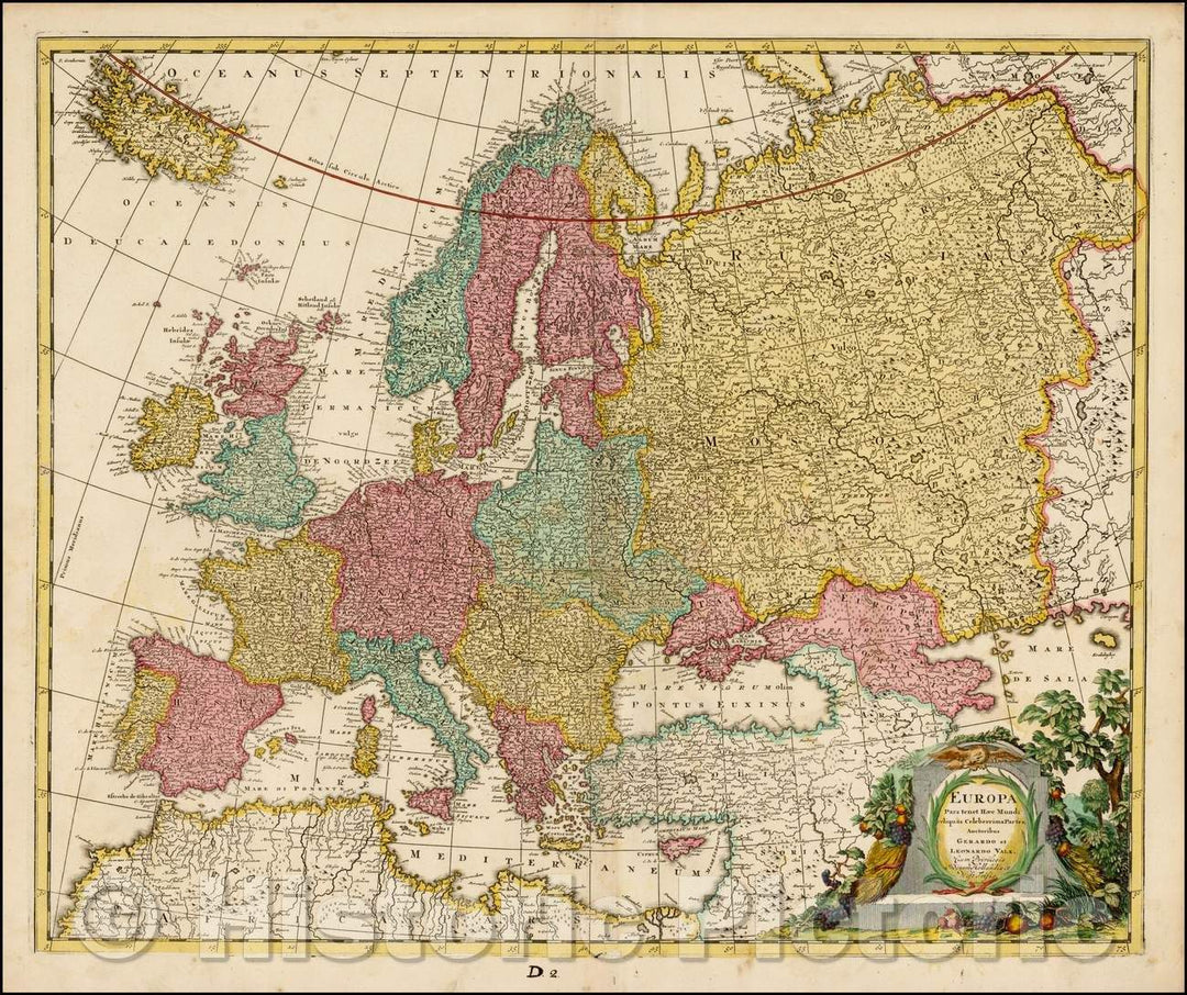 Historic Map - Europa Pars Tenet haec Mundi Reliquas Celeberrima Partes/This part deals with Europe, leaving most fashionable quarter, 1705 - Vintage Wall Art