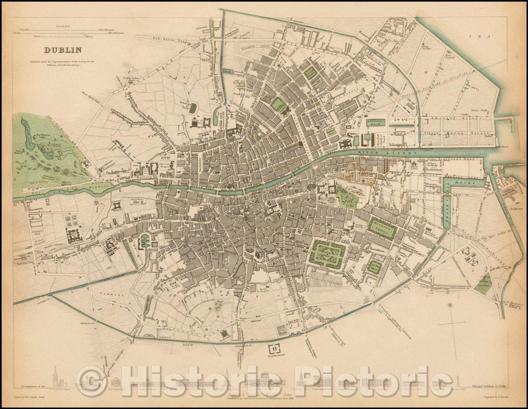 Historic Map - Dublin, Ireland, 1836, SDUK v3