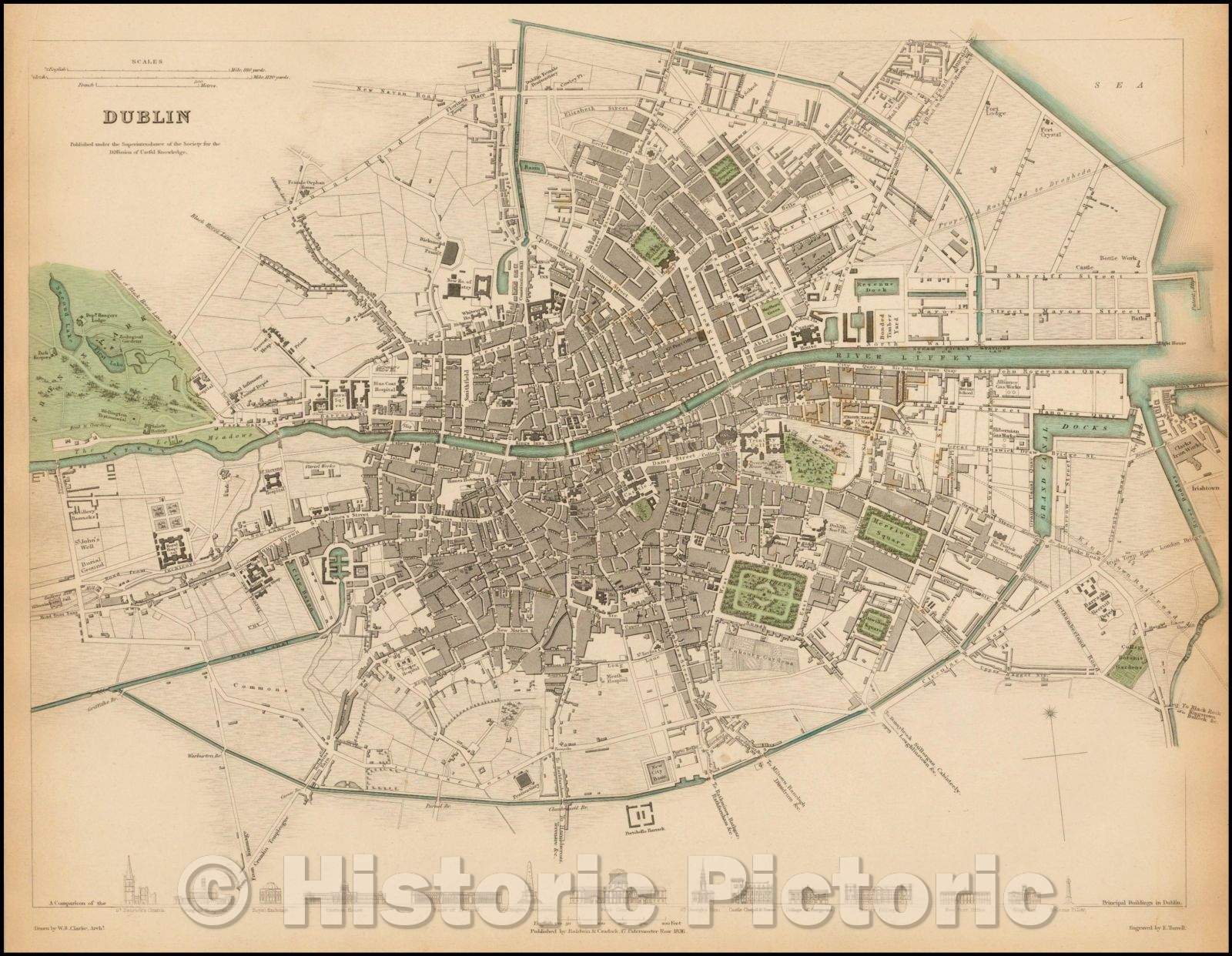 Historic Map - Dublin, Ireland, 1836, SDUK v3