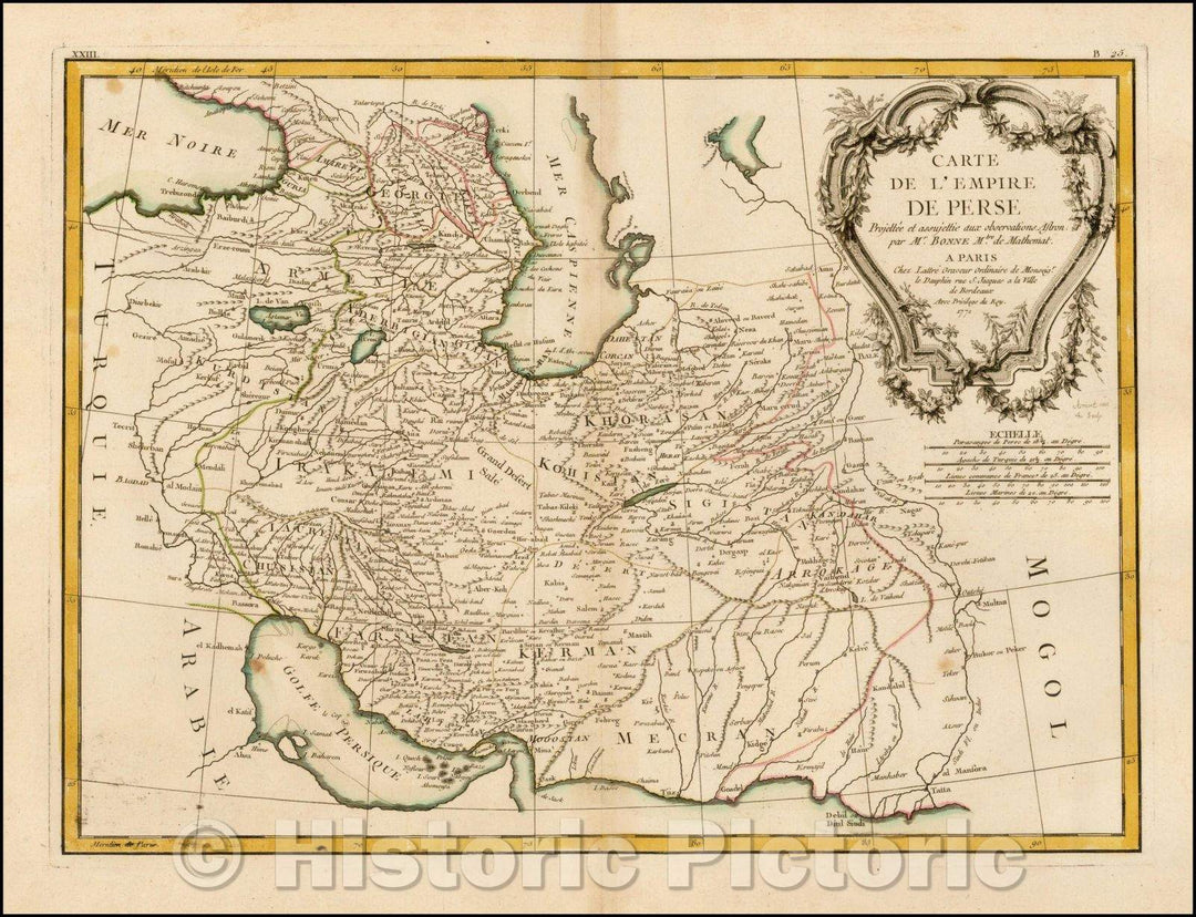 Historic Map - Carte De L'Empire De Perse :: Region centered on Iran and Iraq, including also Armenia, Georgia, and the Caspian Sea and Persian Gulf, 1771 - Vintage Wall Art