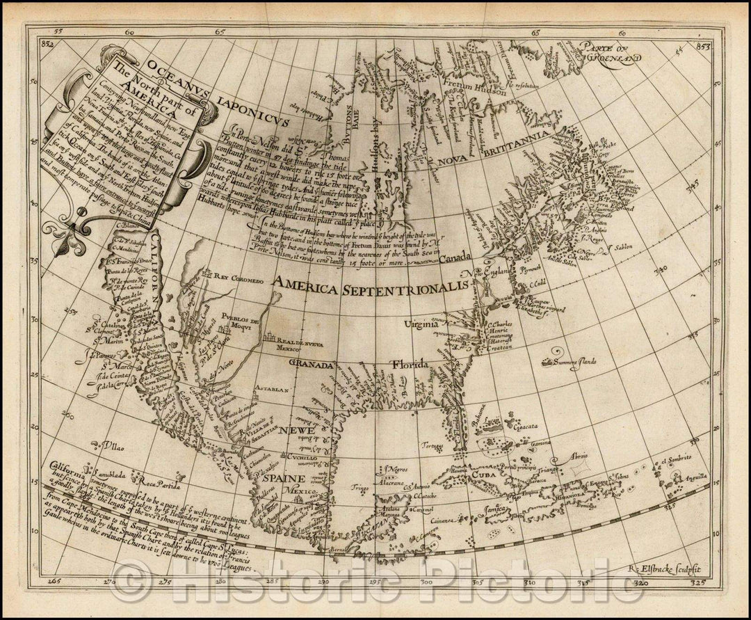 Historic Map - The North part of America Conteyning Newfoundland, new England, Virginia, Florida, new Spaine, and Noua Francia, 1625, Henry Briggs v2