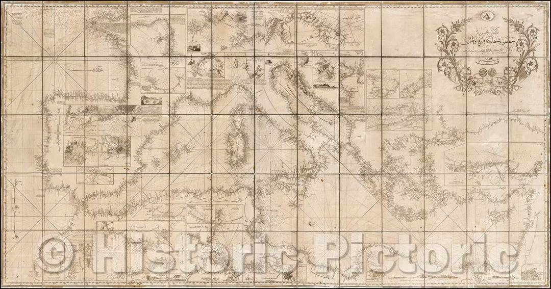 Historic Map - Turkish Sea Chart of the Mediterranean, 1865, Mekteb-i Bahriye Hazreti ?ahane v2