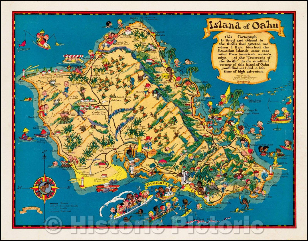 Historic Map - Island of Oahu, 1931, Ruth Taylor White v2