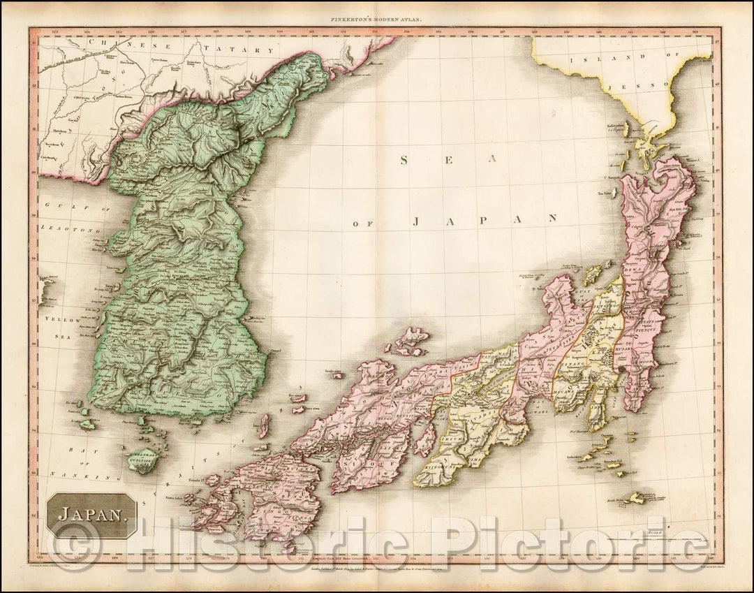 Historic Map - Japan [and Korea], 1809, John Pinkerton - Vintage Wall Art