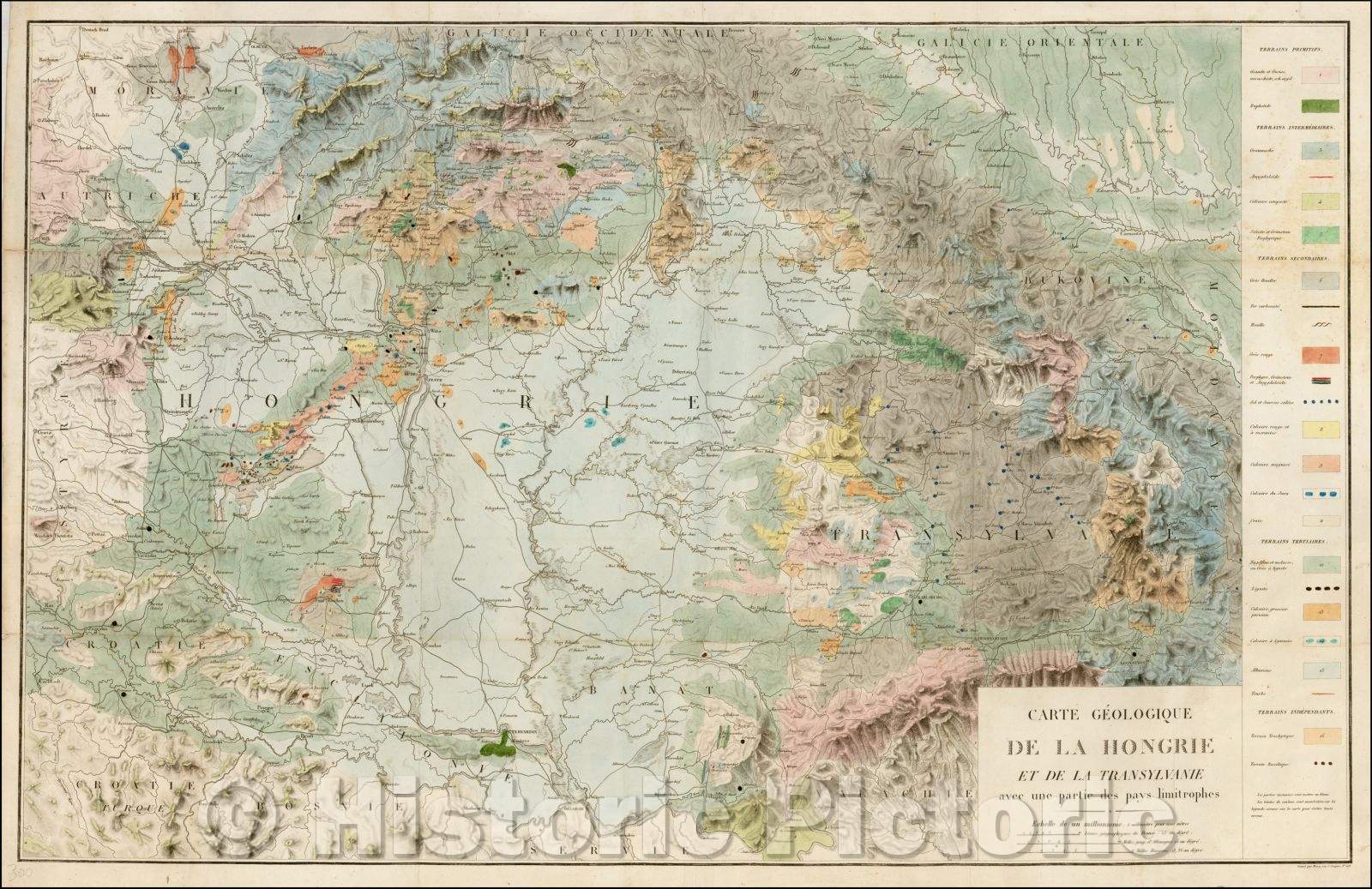 Historic Map - Carte Geologique de la Patagonie et de la Terre de Feu par Mr. J. G :: Geological of the Straits of Magellan, Patagonia and Tierra del Fuego, 1822 - Vintage Wall Art