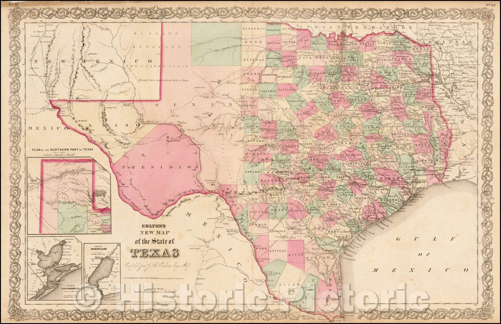 Historic Map - Colton's New Map of the State of Texas, 1856, Joseph Hutchins Colton v2