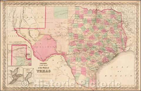 Historic Map - Colton's New Map of the State of Texas, 1856, Joseph Hutchins Colton v2