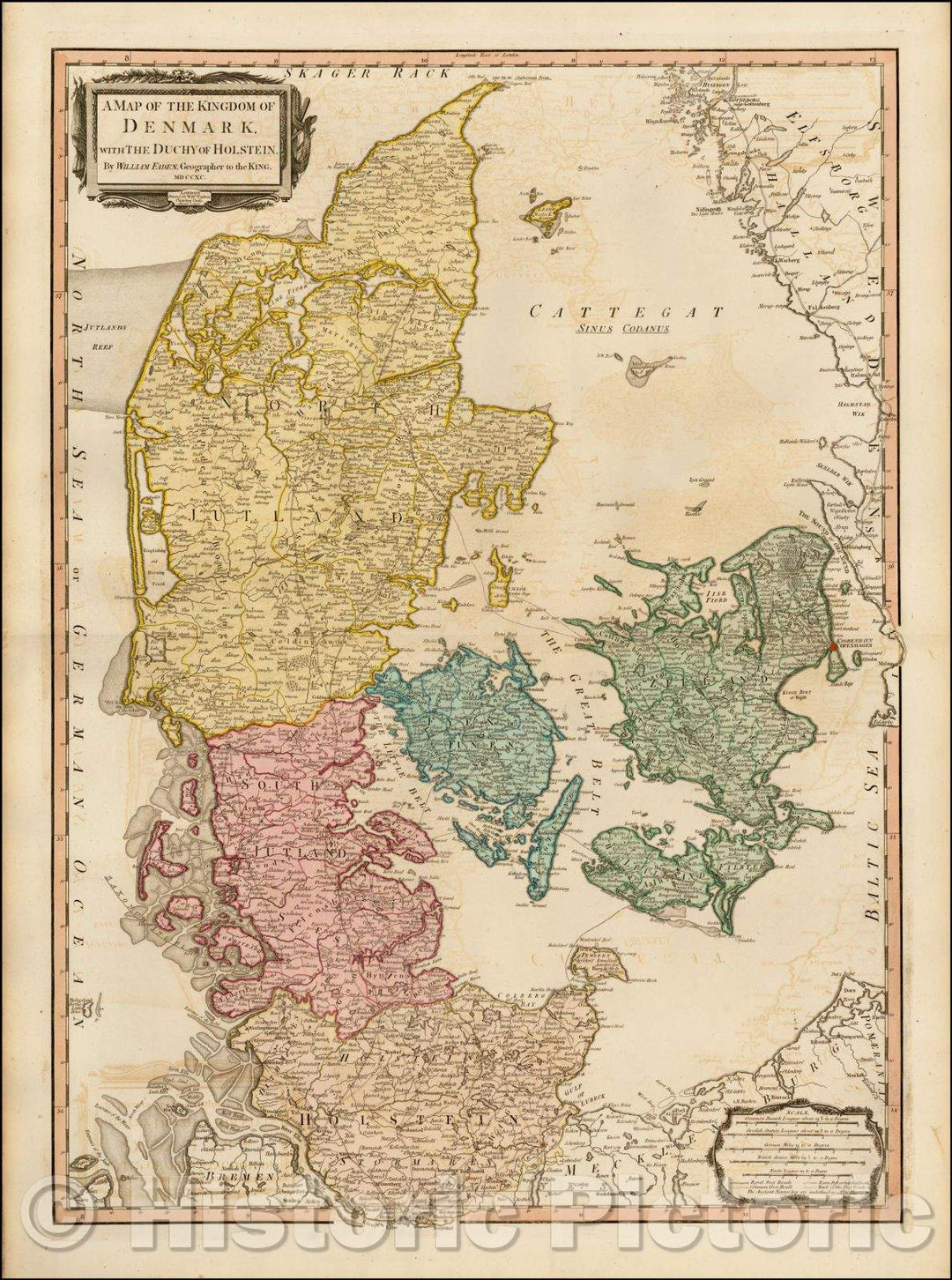 Historic Map - Kingdom of Denmark with The Duchy of Holstein, 1790, William Faden v1