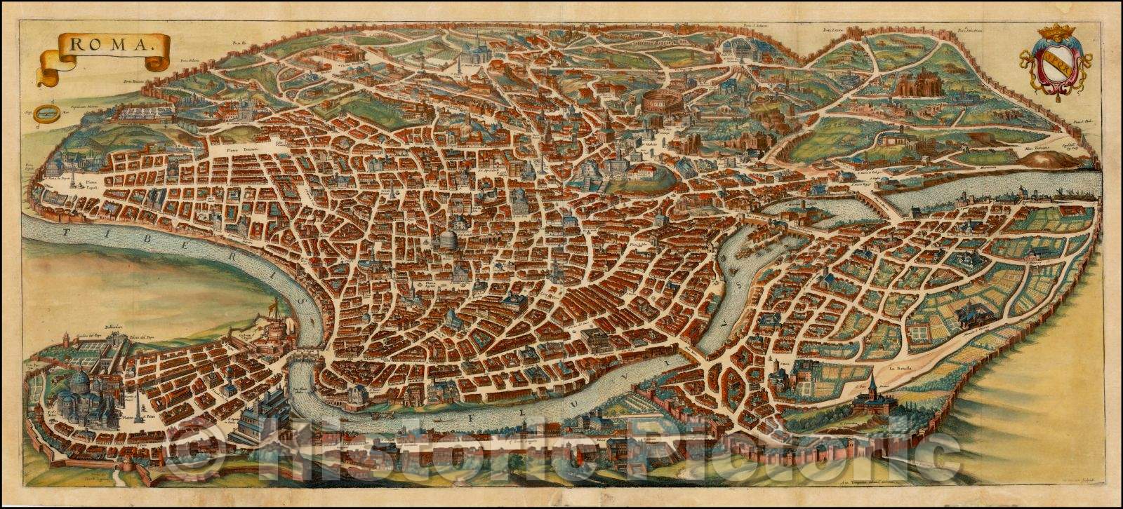 Historic Map - Rome, Italy, 1638, Matthaeus Merian v2