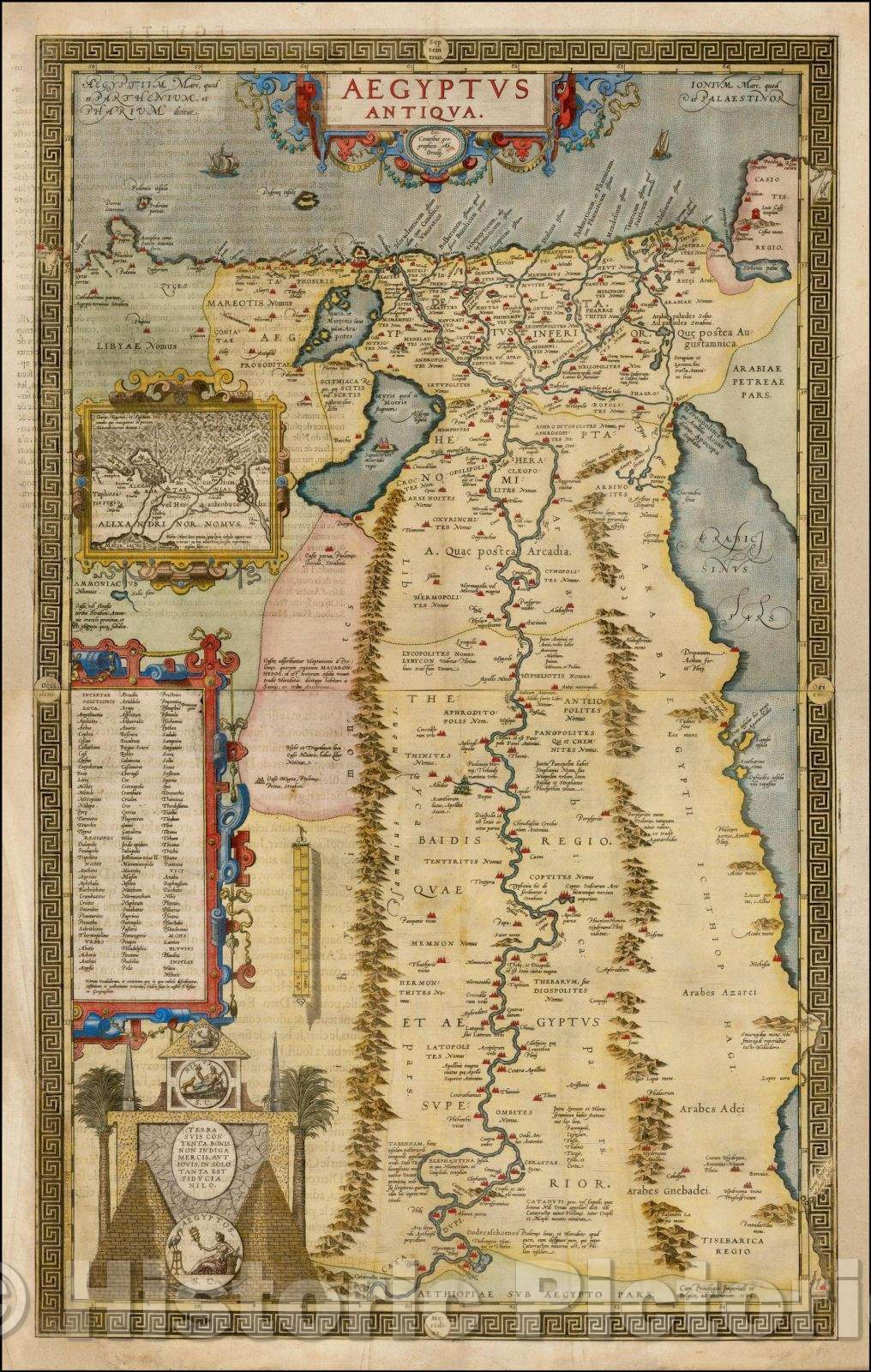 Historic Map - Aegyptus Antiqua, 1585, Abraham Ortelius - Vintage Wall Art