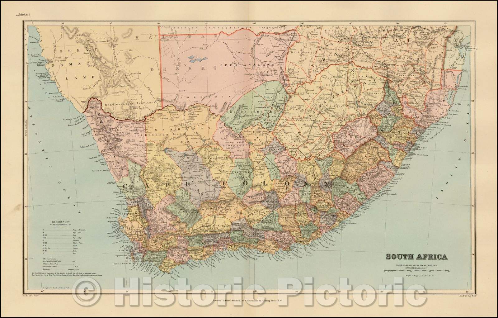 Historic Map - South Africa, 1896, Edward Stanford v1