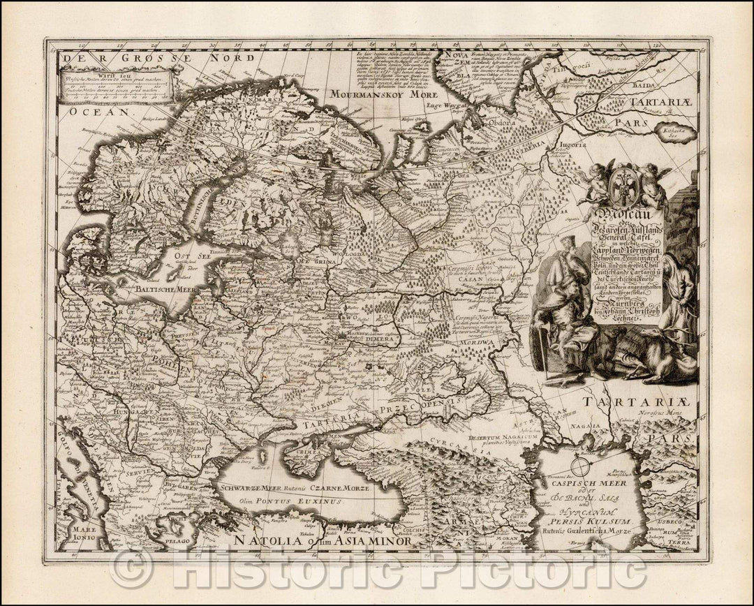 Historic Map - Moscau oder Des Grosen Russlands General Tafel in welcher LapPland/Very Map of most of Eastern Europe, focusing on Russia, 1690 - Vintage Wall Art