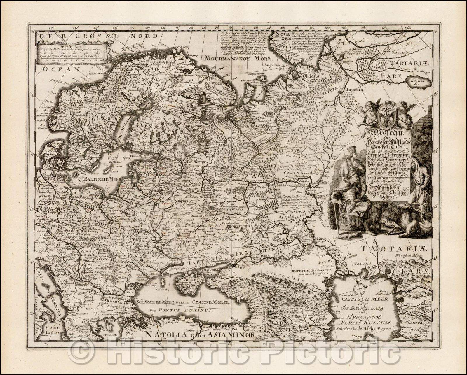 Historic Map - Moscau oder Des Grosen Russlands General Tafel in welcher LapPland/Very Map of most of Eastern Europe, focusing on Russia, 1690 - Vintage Wall Art