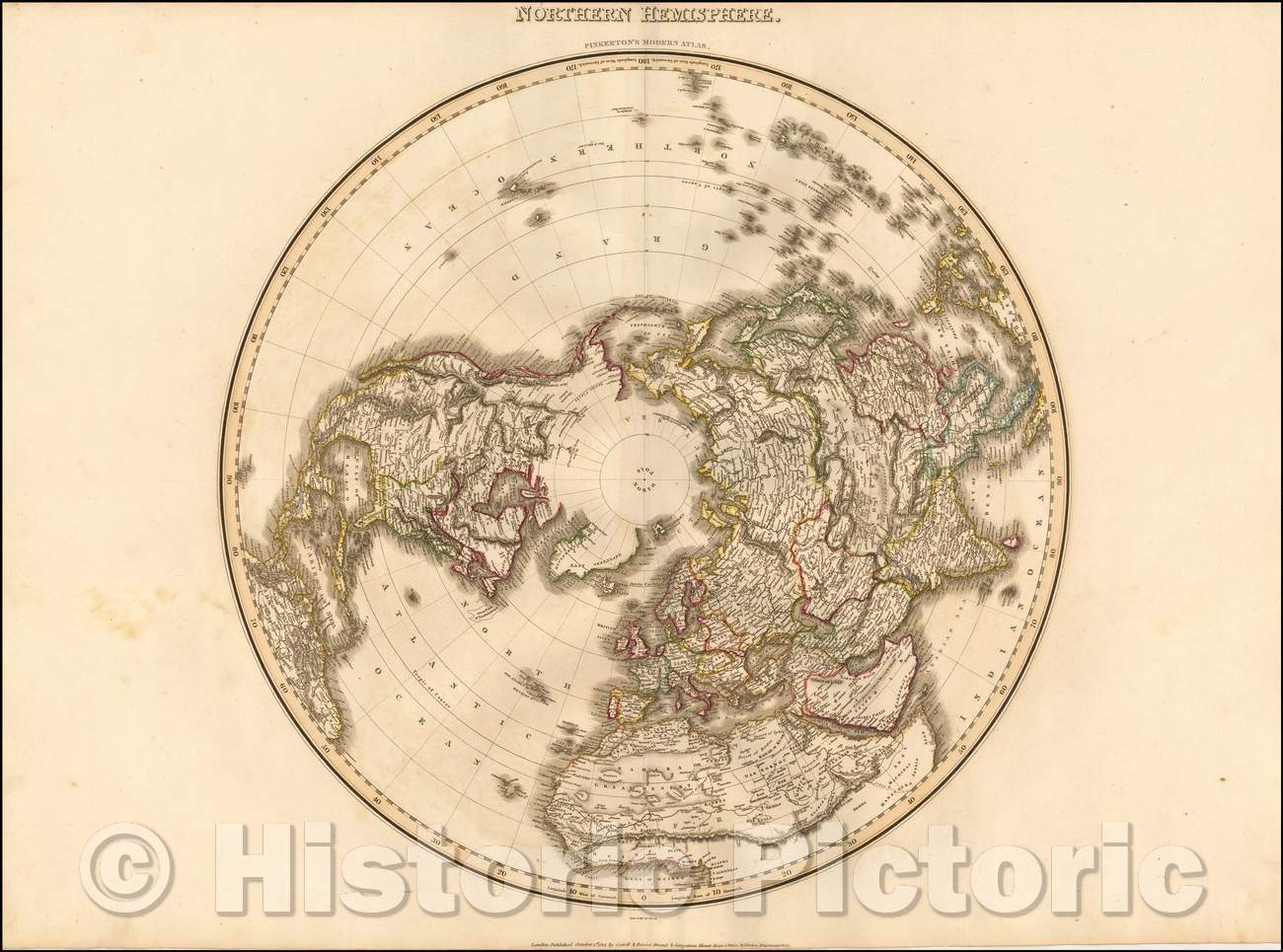 Historic Map - Northern Hemisphere, 1812, John Pinkerton v1