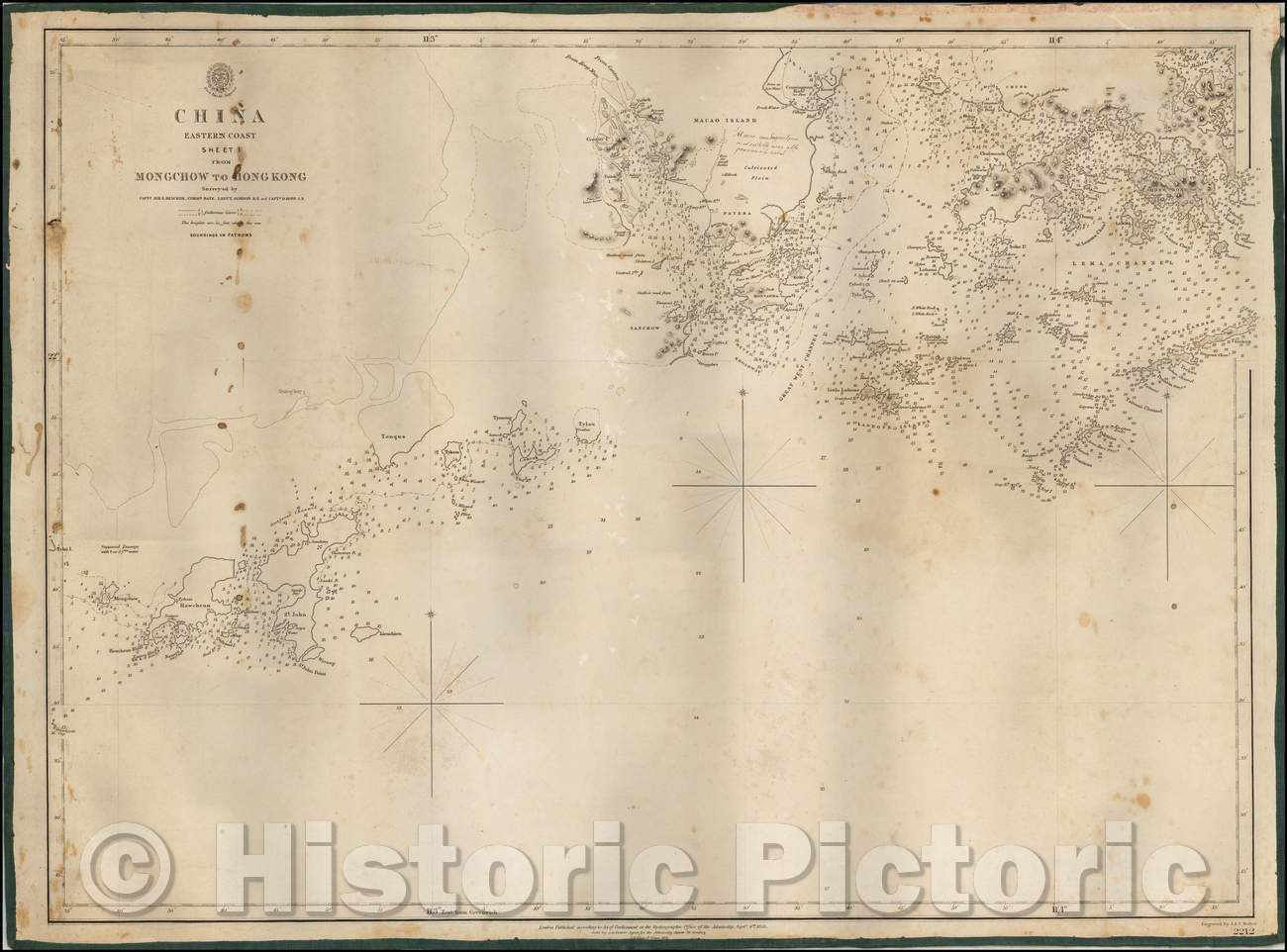 Historic Map - China Sheet I Eastern Coast From Mong Chow to Hong Kong Survey, 1853, British Admiralty - Vintage Wall Art