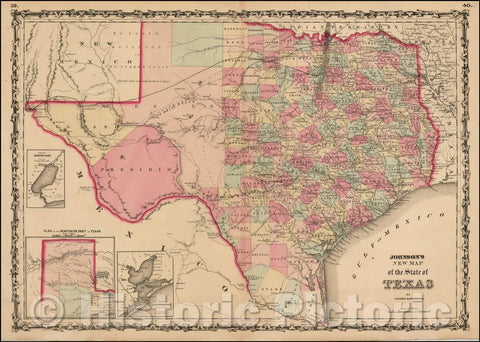 Historic Map - Johnson's New Map of the State of Texas, 1861, Alvin Jewett Johnson v1