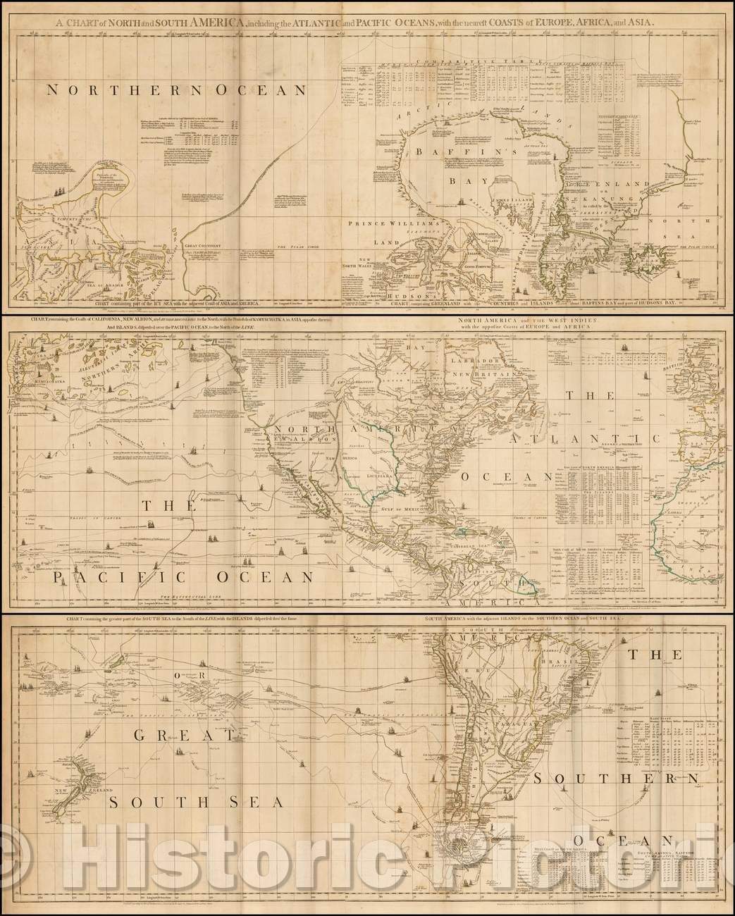 Historic Map - A Chart of North and South America, including the Atlantic and Pacific Oceans, with the nearest Coasts of Europe, Africa and Asia, 1775 v1