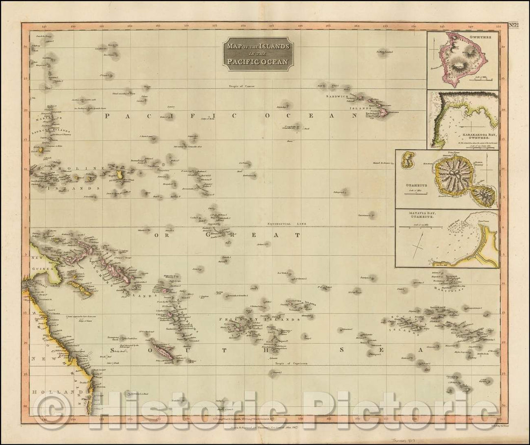 Historic Map - Map of the Islands in the Pacific Ocean, 1817, John Thomson - Vintage Wall Art