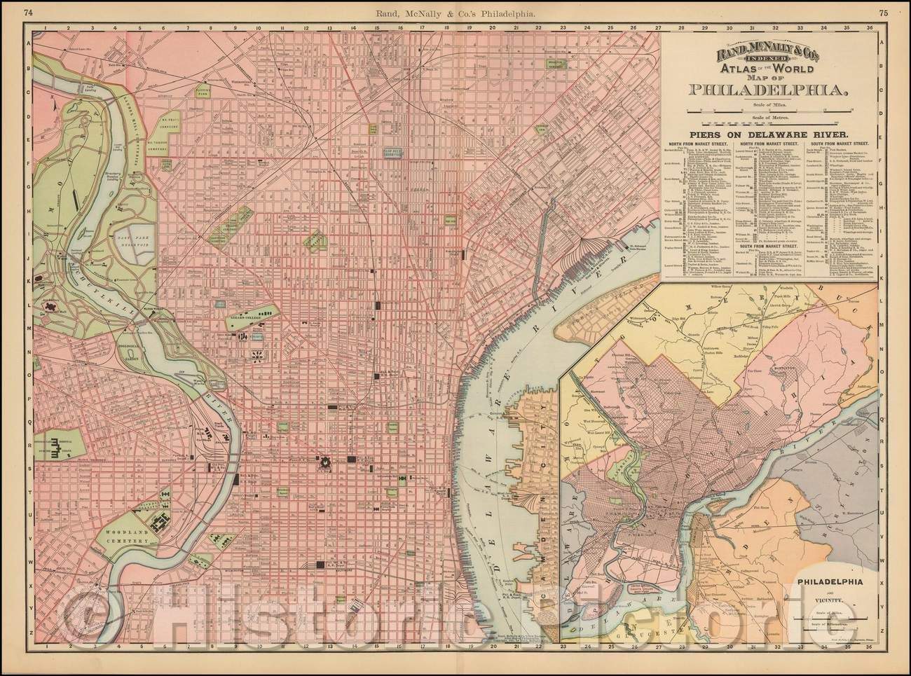 Historic Map - Philadelphia and Vicinity, 1898, William Rand - Vintage Wall Art