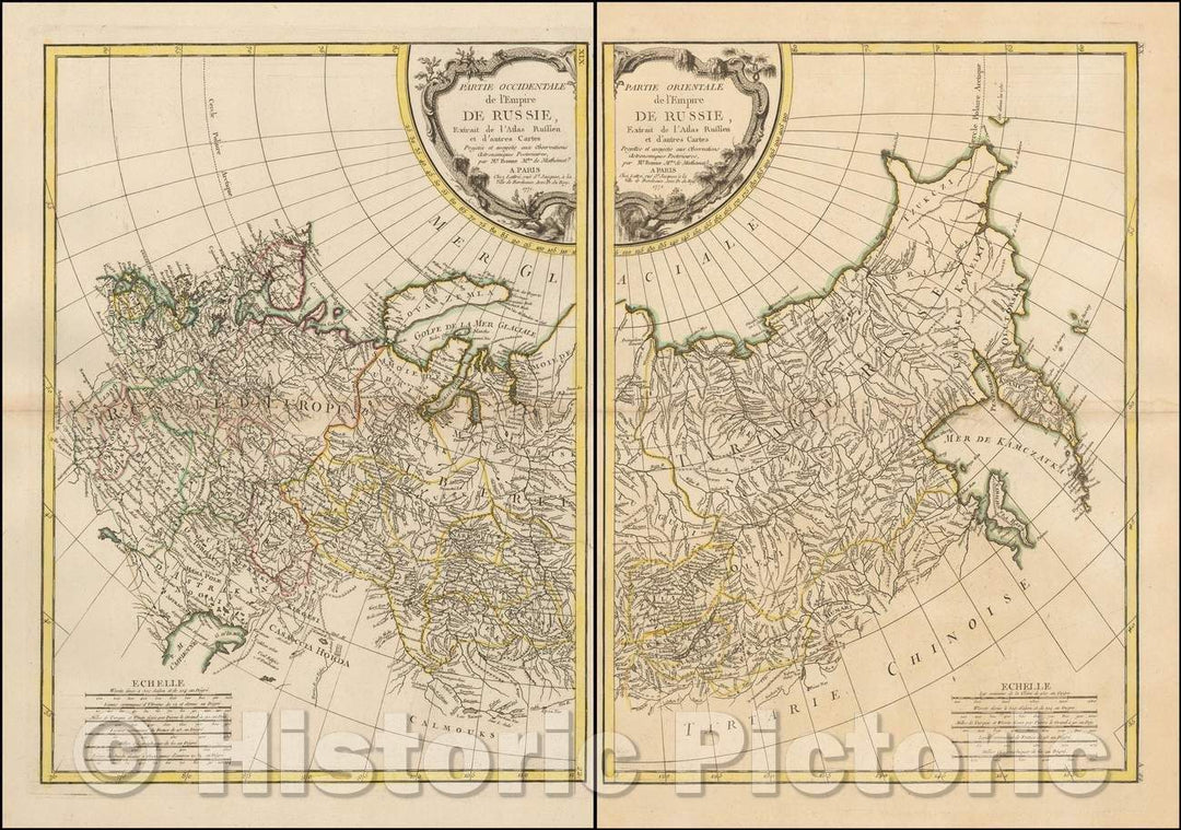 Historic Map - Partie Occidentale de l'Empire De Russie, Extrait de l'Atlas Russien/Maps, Russia, Pacific Ocean, Western European Boundaries, 1771 - Vintage Wall Art