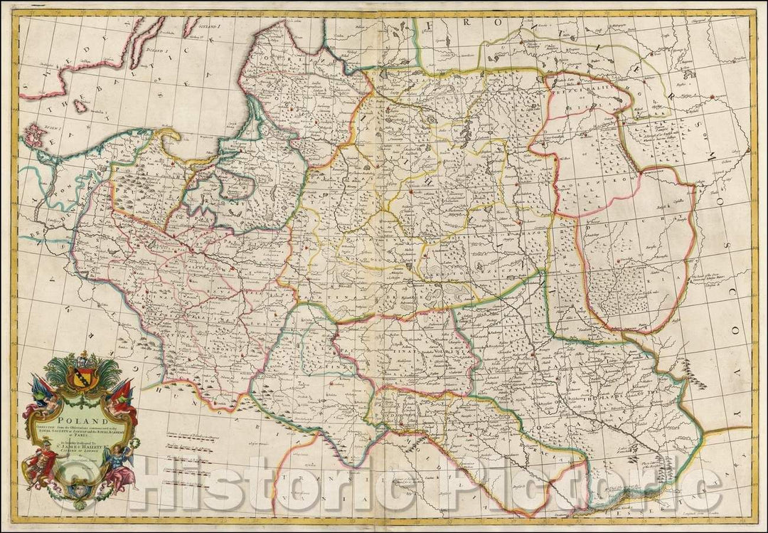 Historic Map - Poland Corrected from the Observations Communicated to the Royal Society at London and the Royal Academy at Paris, 1708, John Senex v2