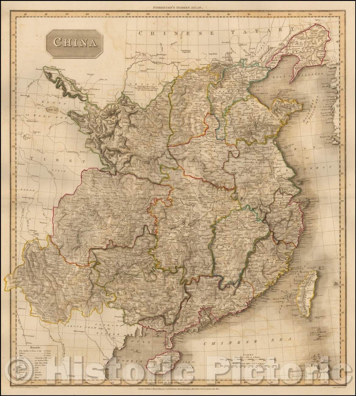 Historic Map - China, 1812, John Pinkerton - Vintage Wall Art