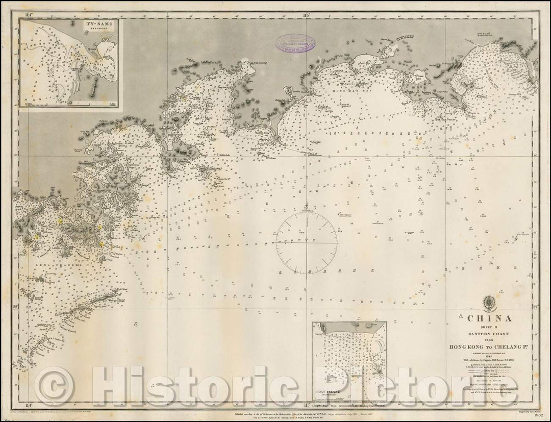 Historic Map - China Sheet II Eastern Coast From Hong Kong to Chelang Pt. Surveyed, 1887, British Admiralty - Vintage Wall Art