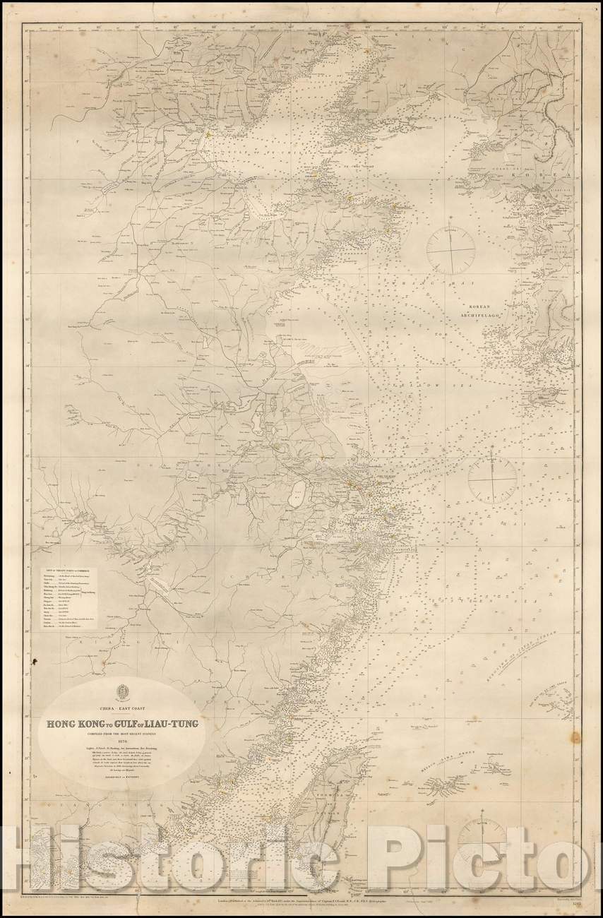 Historic Map - Hong Kong to Gulf of Liau-Tung, 1881, British Admiralty - Vintage Wall Art