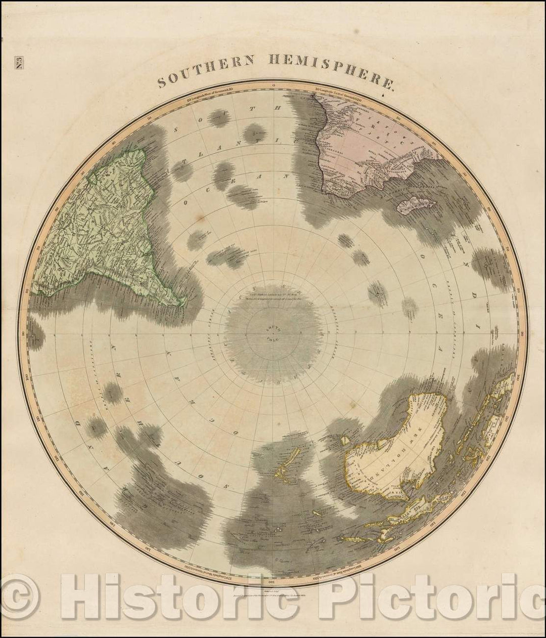 Historic Map - Southern Hemisphere, 1815, John Thomson - Vintage Wall Art