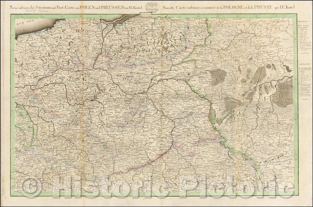 Historic Map - Neue militairische Situations=und Post=Carte von Polen und Preussen von I.E. Ki/Maps of Puerto Rico, 1813, Johann Ernst Knittel - Vintage Wall Art