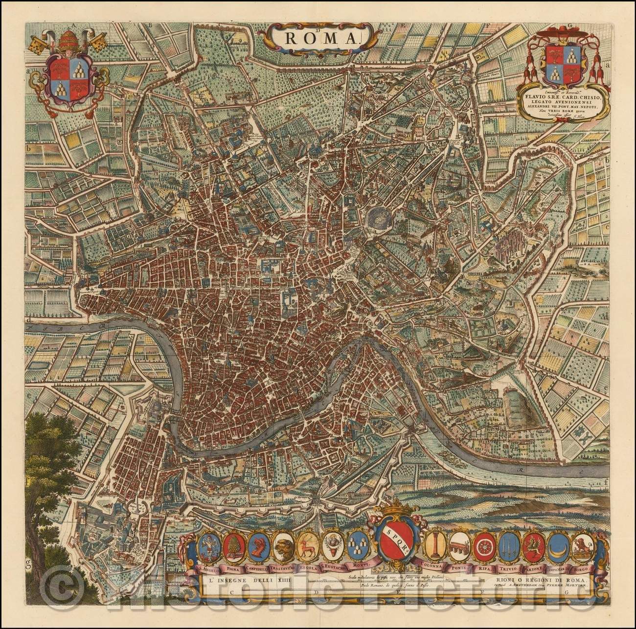 Historic Map - Rome, Italy, 1663, Willem Janszoon Blaeu v3