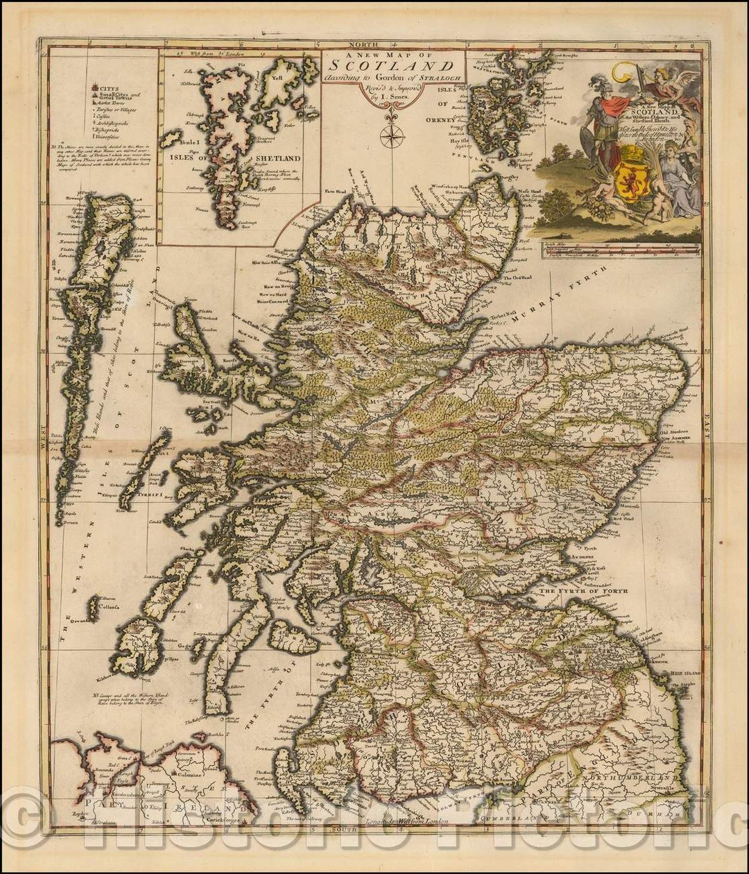 Historic Map - A New Mapp of Scotland According to Gordon of Straloch, 1721, John Senex v1