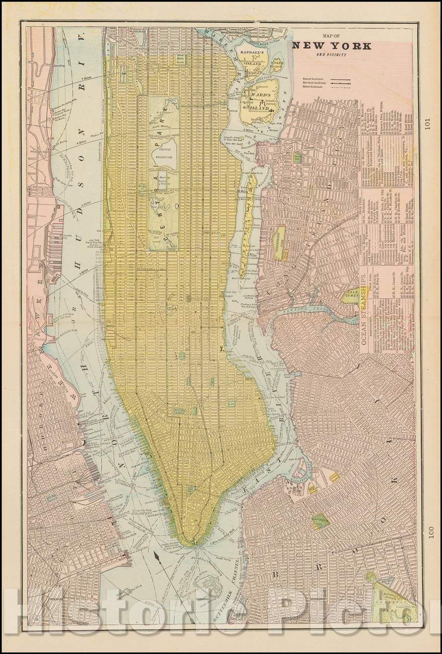 Historic Map - New York [Plan of New York City], 1894, George F. Cram - Vintage Wall Art