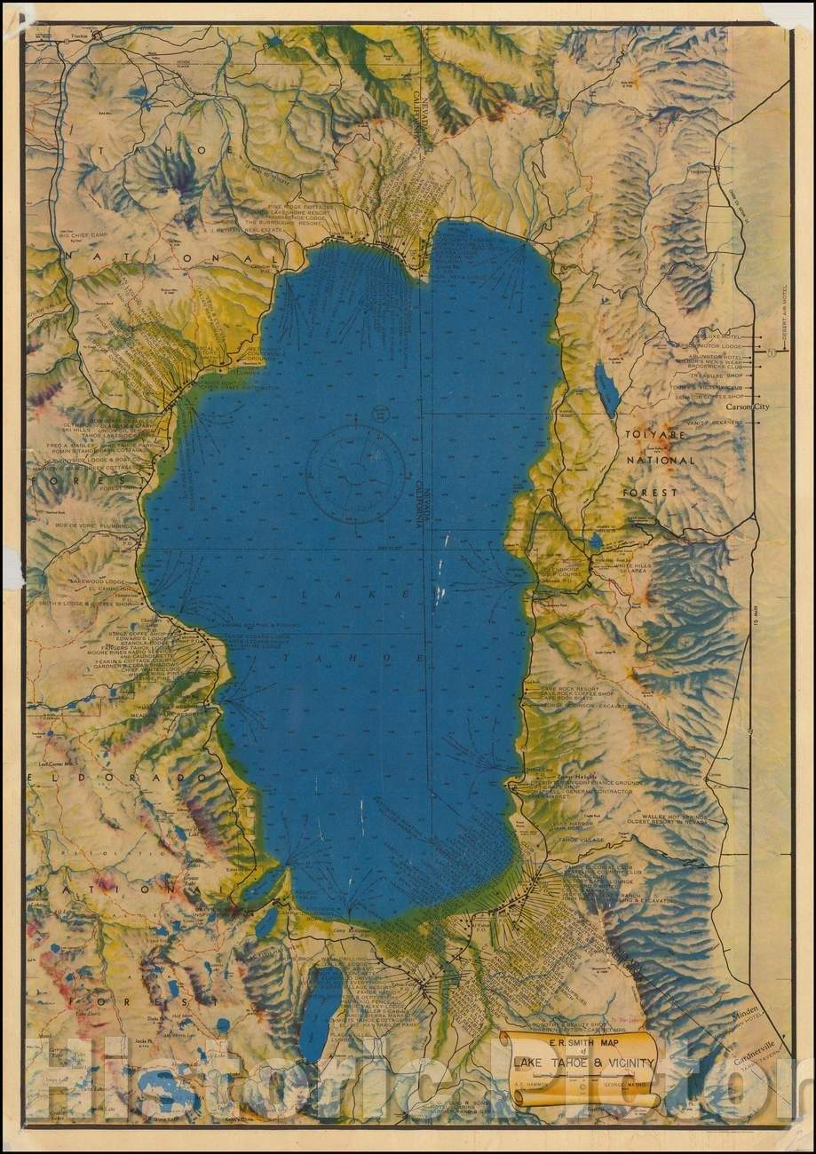 Historic Map - E.R. Smith Map of Lake Tahoe & Vicinity, 1947, E. R. Smith v2